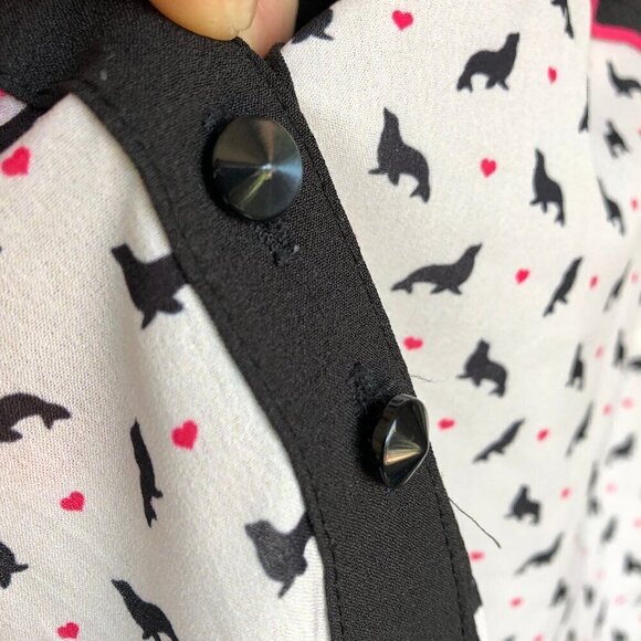 Schwiing Seal Walrus Sheer White Black Tank Blouse Button Down Shirt Women's Med - Picture 4 of 15